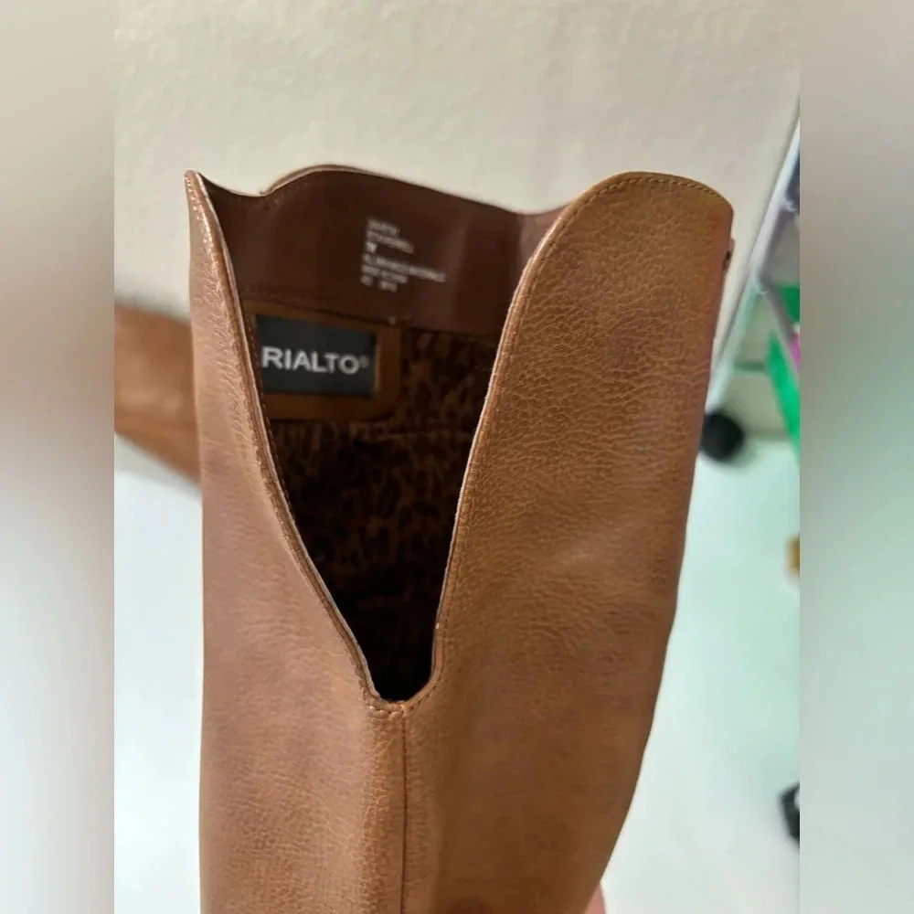 NWOT Rialto Ferrell Cognac Knee High Studded Riding Boots